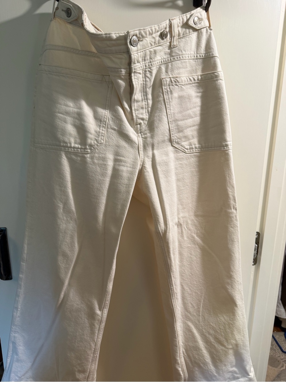 We The Free Off-White High-Rise Wide-Leg Jeans